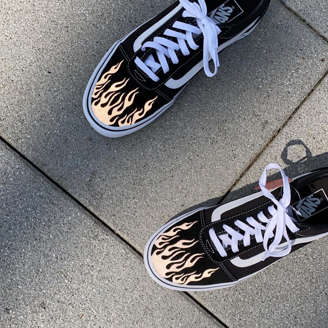 REFLECTIVE FLAME VANS OLD SKOOL - NOVEL Aaron Schröer-High Quality Custom Sneaker