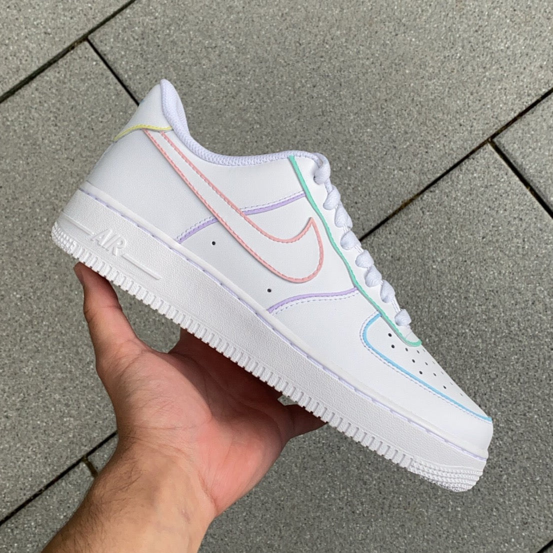 PASTEL OUTLINE NIKE AIR FORCE 1 - NOVEL Aaron Schröer-High Quality Custom Sneaker