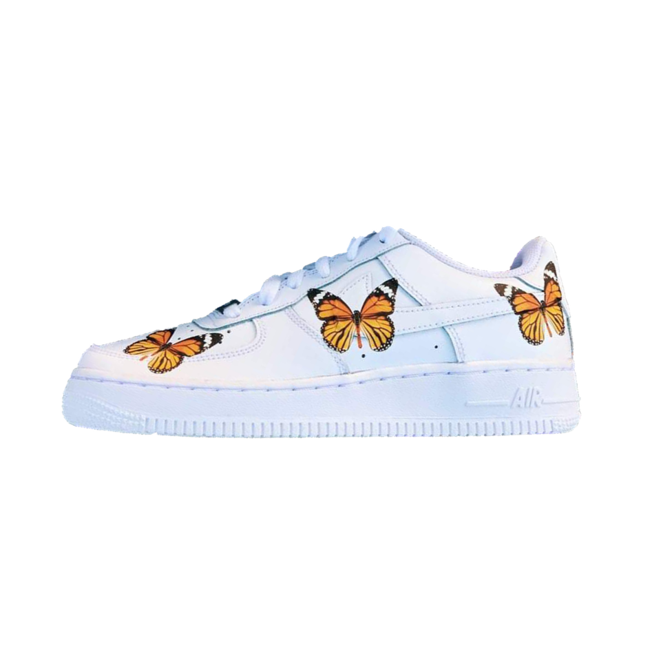 NIKE AIR FORCE 1 with "ORANGE BUTTERFLY PRINT DESIGN" - NOVEL Aaron Schröer-High Quality Custom Sneaker