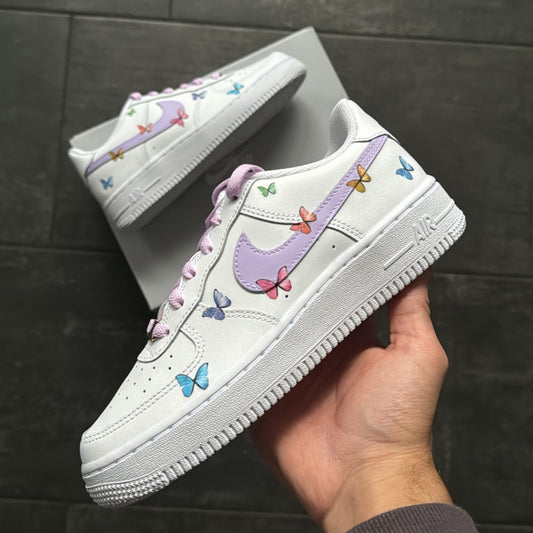 SMALL BUTTERFLIES + PURPLE PASTEL NIKE AIR FORCE 1 - NOVEL Aaron Schröer-High Quality Custom Sneaker