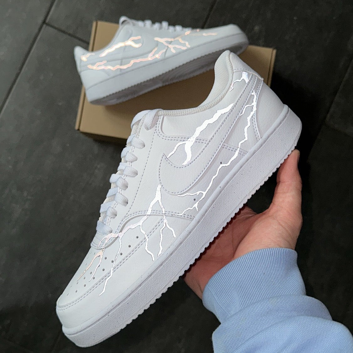 REFLECTIVE LIGHTNING (MODEL 2) NIKE Court Vision Low - NOVEL Aaron Schröer-High Quality Custom Sneaker