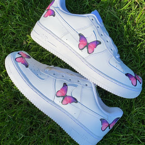 NIKE AIR FORCE 1 with "PINK BUTTERFLY PRINT DESIGN" - NOVEL Aaron Schröer-High Quality Custom Sneaker