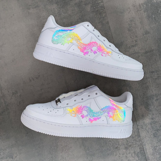 RAINBOW REFLECTIVE DRAGON NIKE AIR FORCE 1 - NOVEL Aaron Schröer-High Quality Custom Sneaker