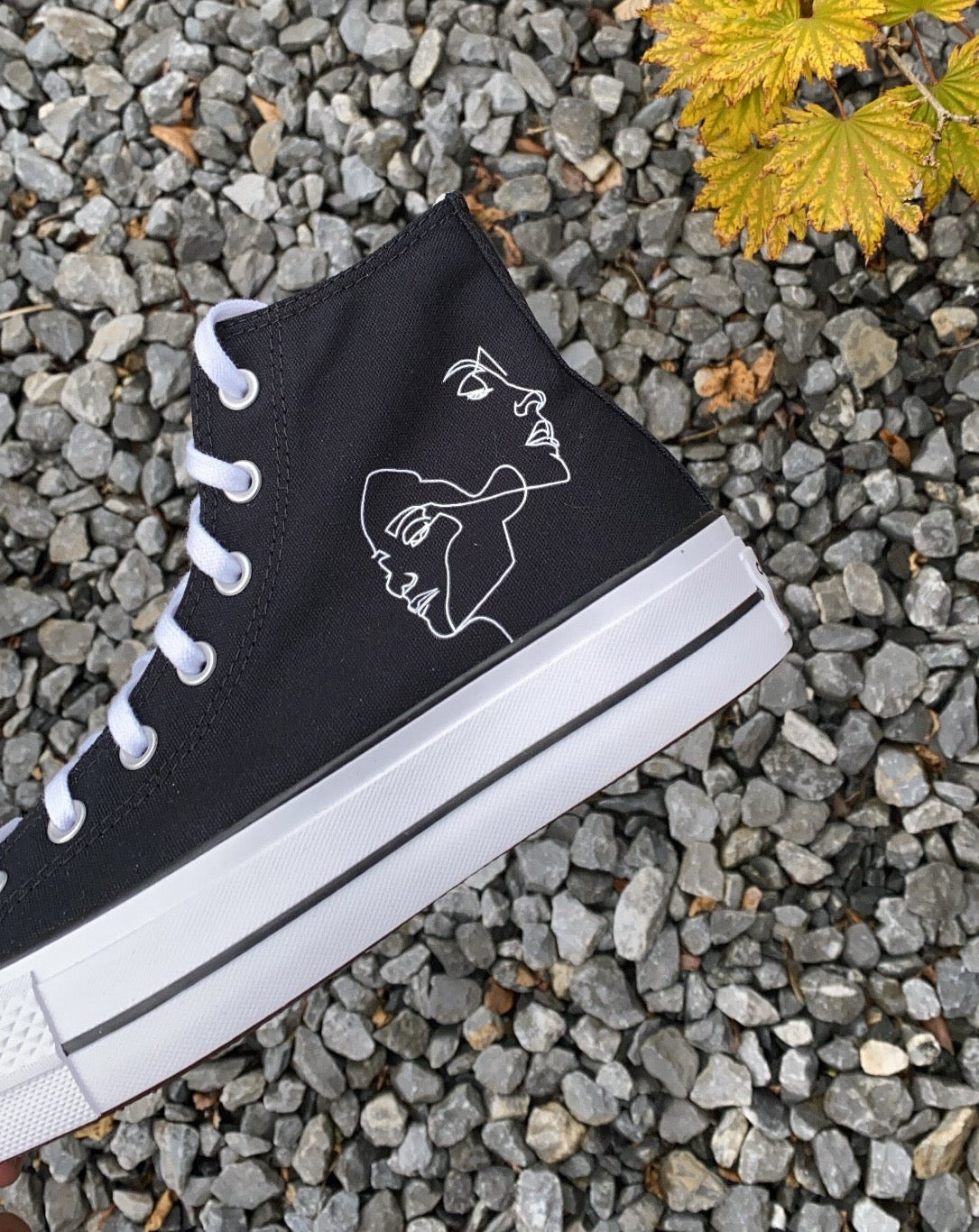 FACE OUTLINE Black Converse All Star Platform (Custom Design) - NOVEL Aaron Schröer-High Quality Custom Sneaker