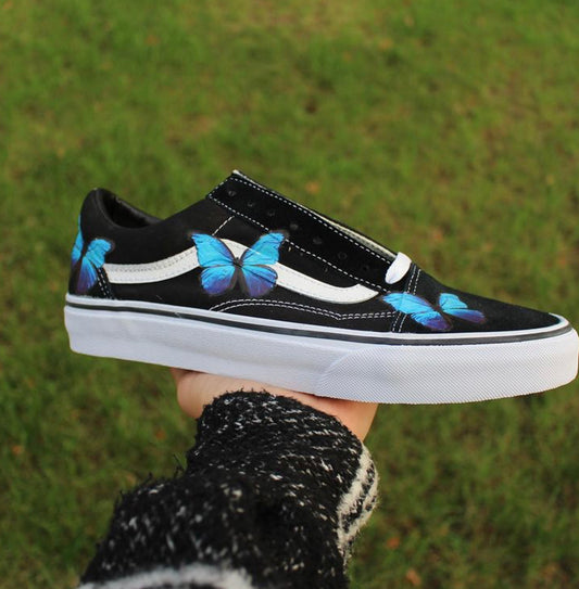 VANS with "BLUE BUTTERFLY PRINT DESIGN" - NOVEL Aaron Schröer-High Quality Custom Sneaker