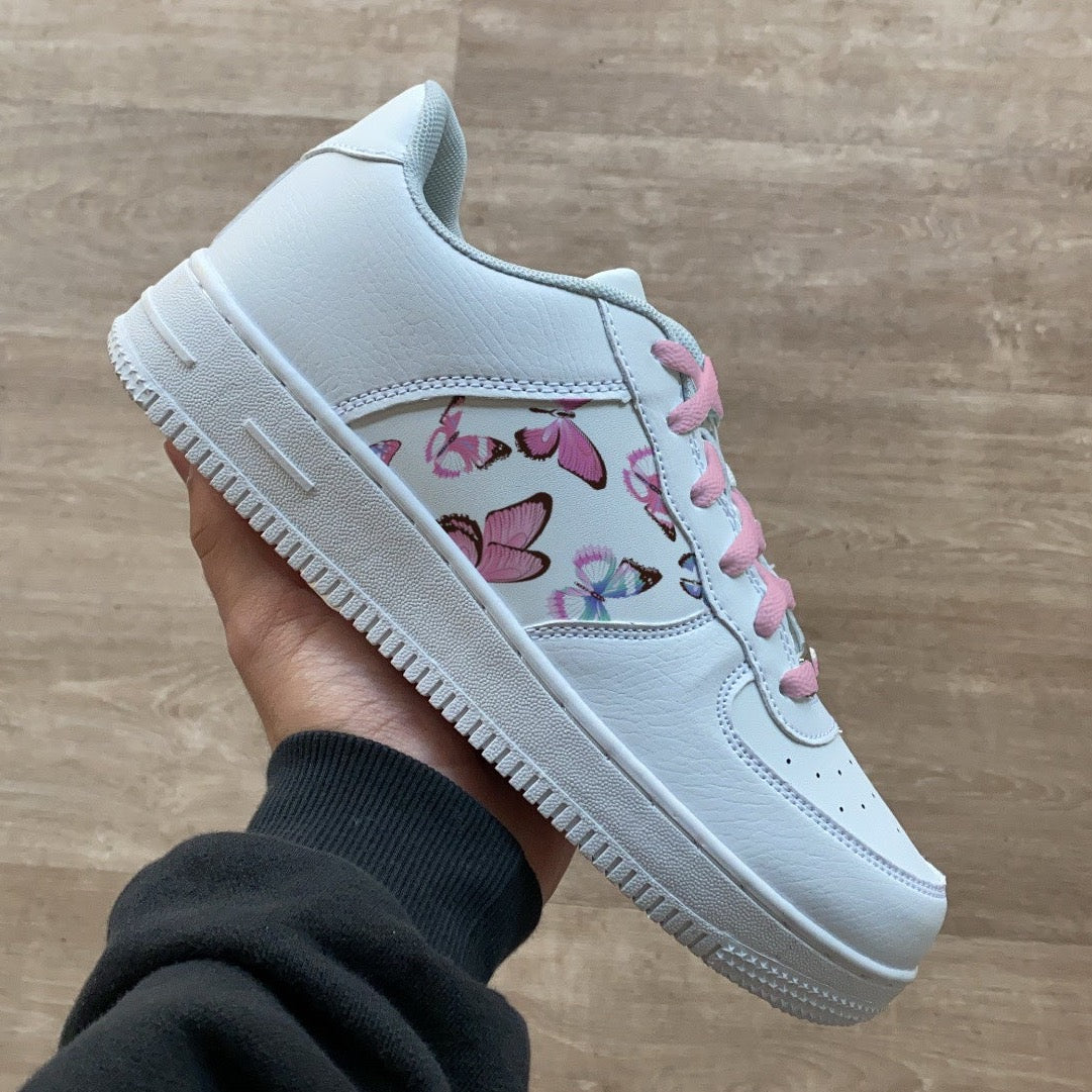 PASTEL PINK BUTTERFLIES SHOES (unbranded) - NOVEL Aaron Schröer-High Quality Custom Sneaker