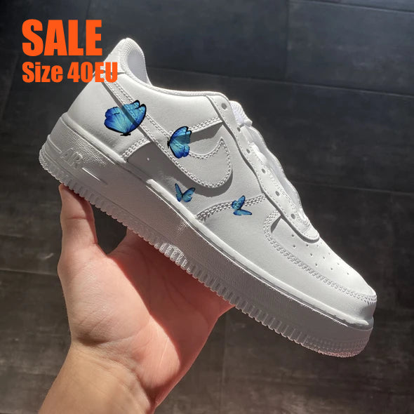 SALE SMALL BLUE BUTTERFLIES Nike Air Force 1 - NOVEL Aaron Schröer-High Quality Custom Sneaker